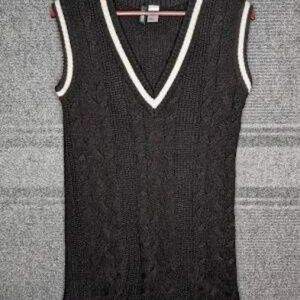 Black Cable Knit Sweater Vest Dress